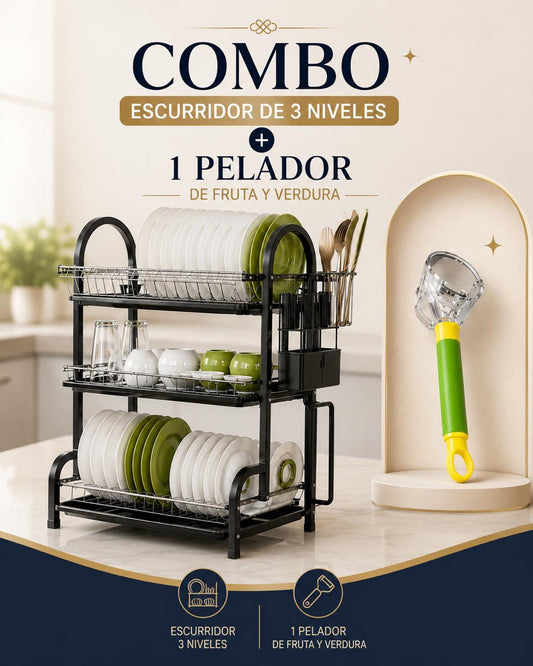 Escurridor De 3 Niveles Y 1 Pelador